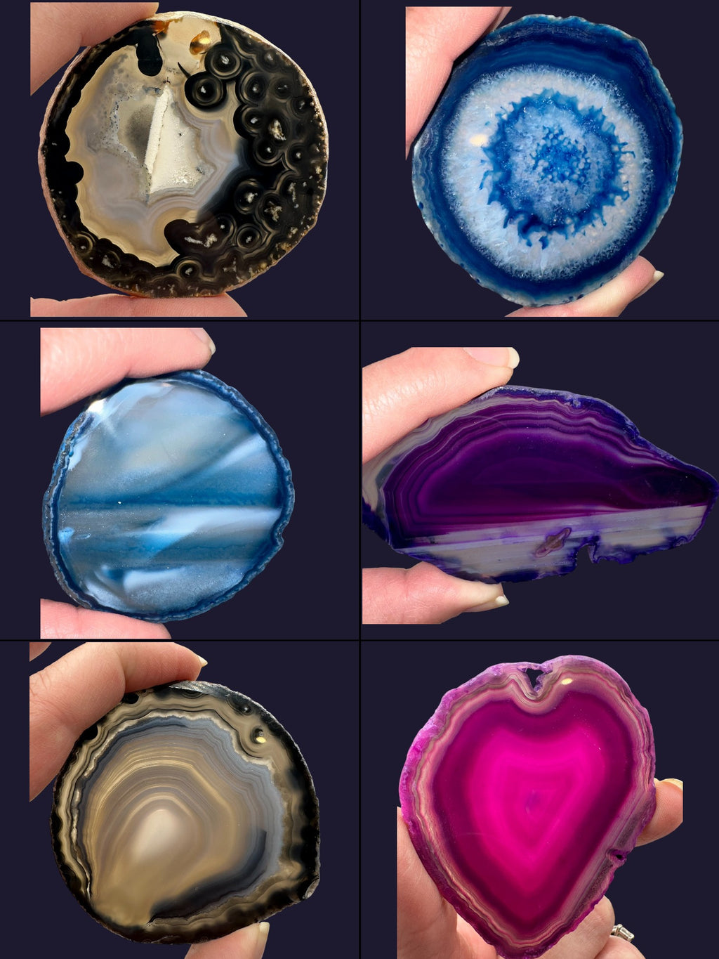 Dyed or Natural Agate Slice with Stand