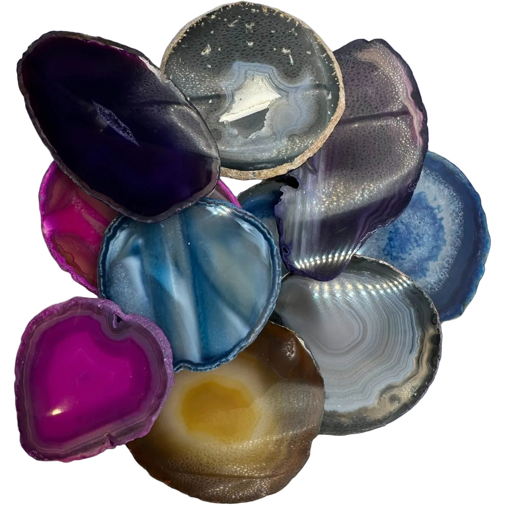 natural and dyed round agate slices