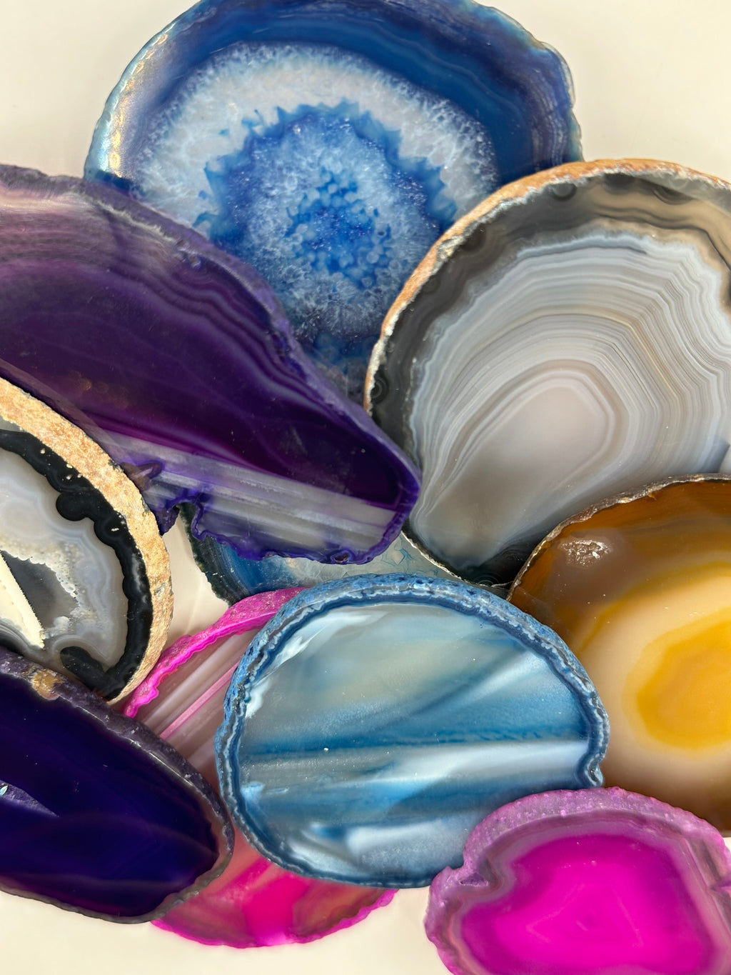 Dyed or Natural Agate Slice with Stand
