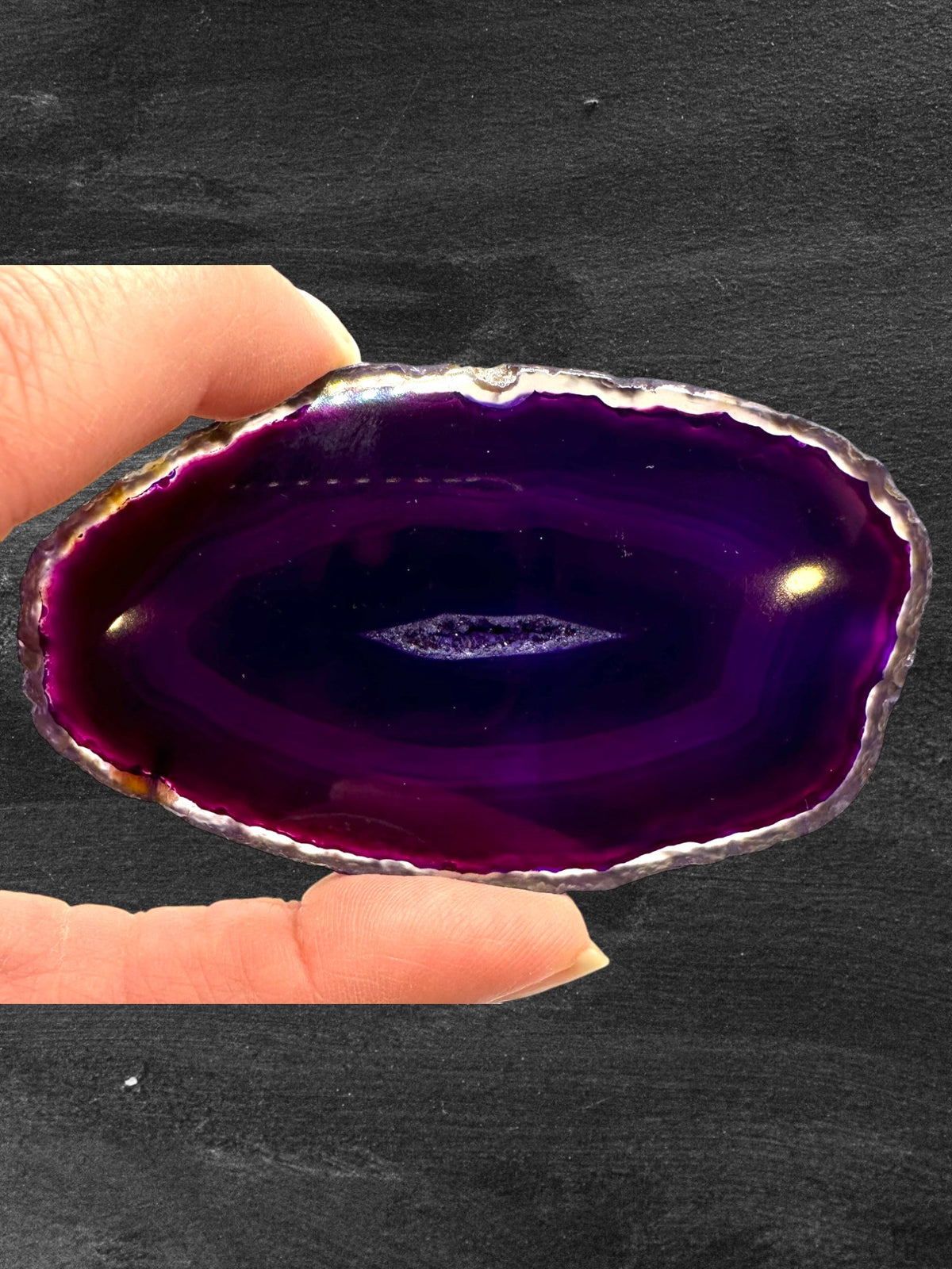 Dyed or Natural Agate Slice with Stand, Assorted Colors, Approx. 2.5”-3”