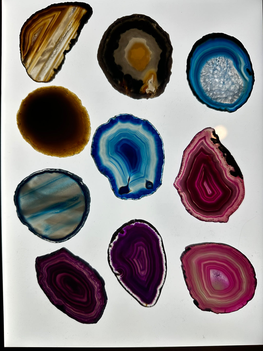 Dyed or Natural Agate Slice with Stand