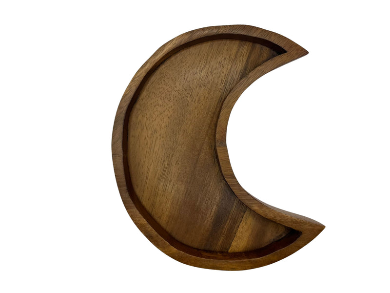 Wooden Crescent Moon Tray Boho Crystal Display