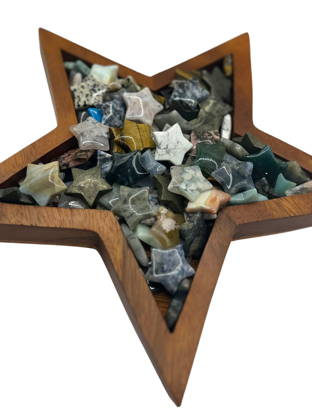 Handcrafted Wooden Star Tray 11x11 Natural Wood Crystal Jewelry Candle Holder