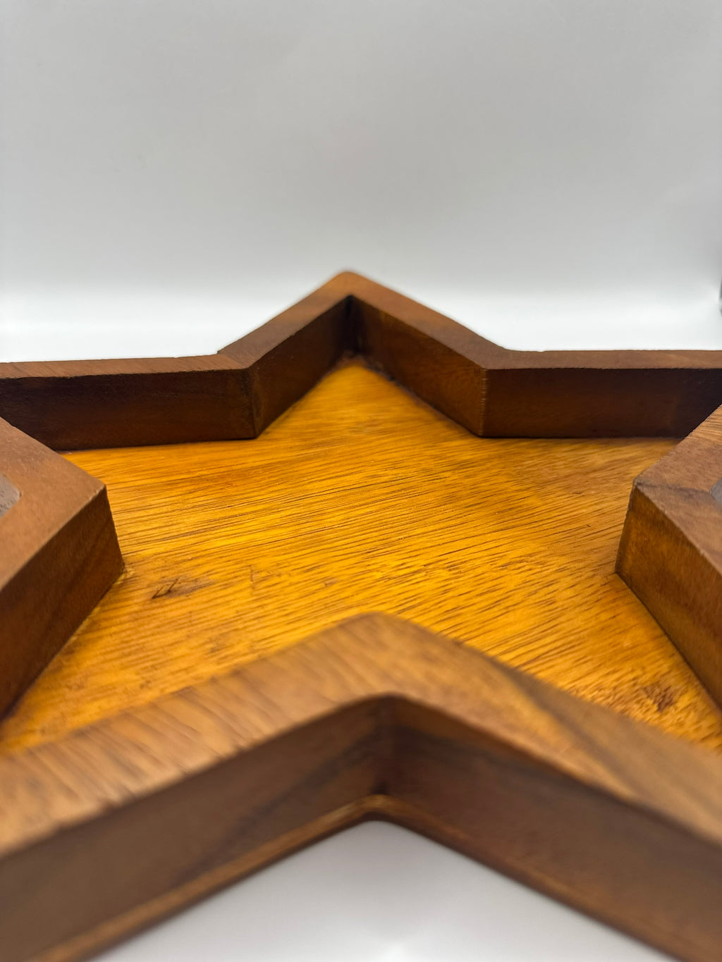 Handcrafted Wooden Star Tray 11x11 Natural Wood Crystal Jewelry Candle Holder